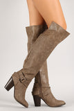 D-Ring Buckle Chunky Heeled Thigh High Boot