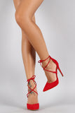 Shoe Republic LA Suede Ankle Tie Pointy Toe Pump