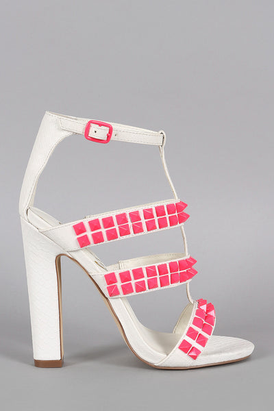 Privileged Neon Studded Caged Open Toe Heel