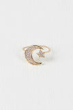 Rhinestone Moon and Star Ring