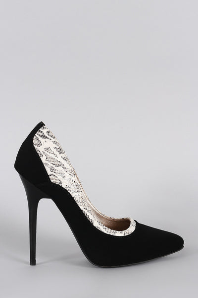 Qupid Snake Print Pointy Toe Stiletto Pump