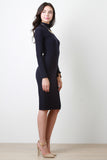 Turtleneck Long Sleeve Midi Dress