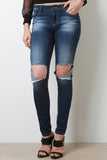 Dark Denim Cut Out Knee Jeans