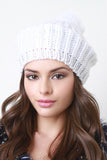 Rib Knit Pom Pom Beanie