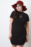 Ribbed Mock Neck Short Sleeved Mini Dress