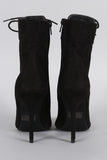 Wild Diva Lounge Suede Combat Lace Up Stiletto Booties