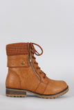 Bamboo Sweater Cuff Combat Ankle Lug Boots