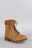 Bamboo Sweater Cuff Combat Ankle Lug Boots