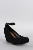 Bamboo Nubuck Ankle Strap Hidden Platform Wedge