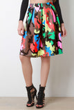 Multicolor Camouflage Pleated Skirt