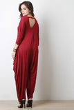 Quarter Sleeves Draping Sides Jumpsuit